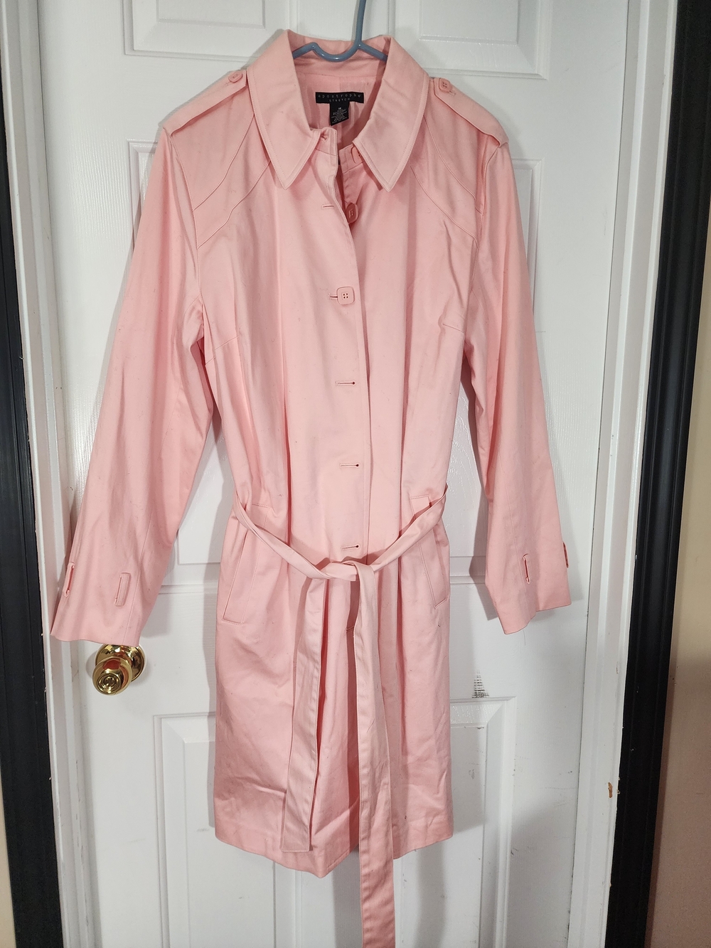 Apostrophe Pale Pink Stretch Trench Coat Sz 18